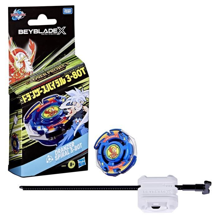 Beyblade X Starter Pack X-Over Project Dranzer Spiral 3-80t, Top E Lanciatore Di Tipo Bilanciato, Età 8 Anni E Oltre