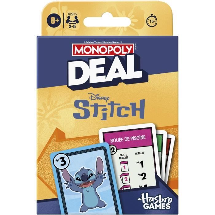 Monopoly Deal Stitch, Gioco Di Carte Veloce Da 15 Minuti, Hasbro Games, Età 8+