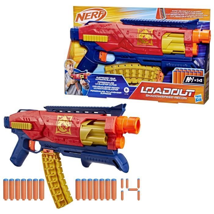 Blaster Nerf Loadout Shadowspeed Recon Con Spazio Per I 14 Dardi Nerf N1 Inclusi, Tamburo Rotante Da 6 Dardi, Gioco