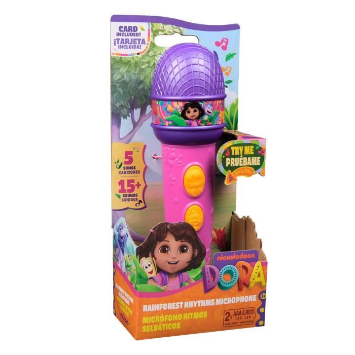 Dora - Microfono Funzionante - 18cm - 4 Canzoni E 9 Suoni - Dai 3 Anni - Dora L'esploratrice
