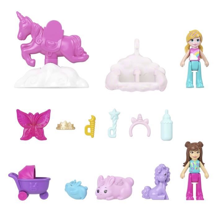 Polly Pocket - Set De Juego De Conejo 2 En 1 - Con 2 Figuras Y 12 Accesorios - Polly Pocket - Jft88