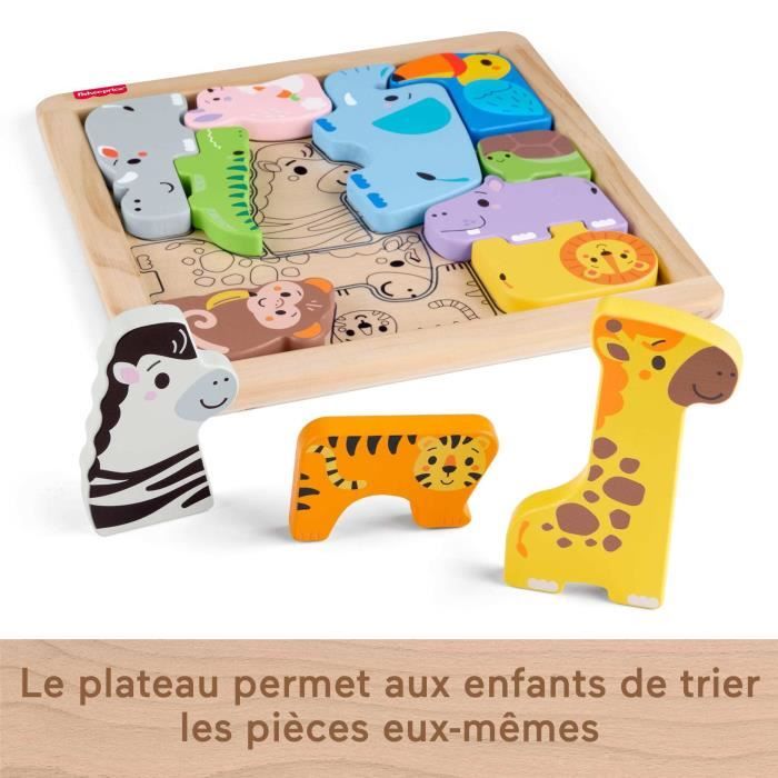 FisheR-Price - Rompecabezas De Animales De Madera - Clasificación De Formas Con 13 Piezas - FisheR-Price - Jfg10