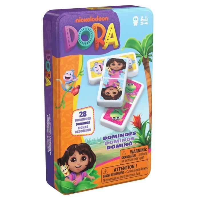 Dora - 28 Domino - Scatola Di Metallo - Dai 4 Anni In Su - Dora L'esploratrice
