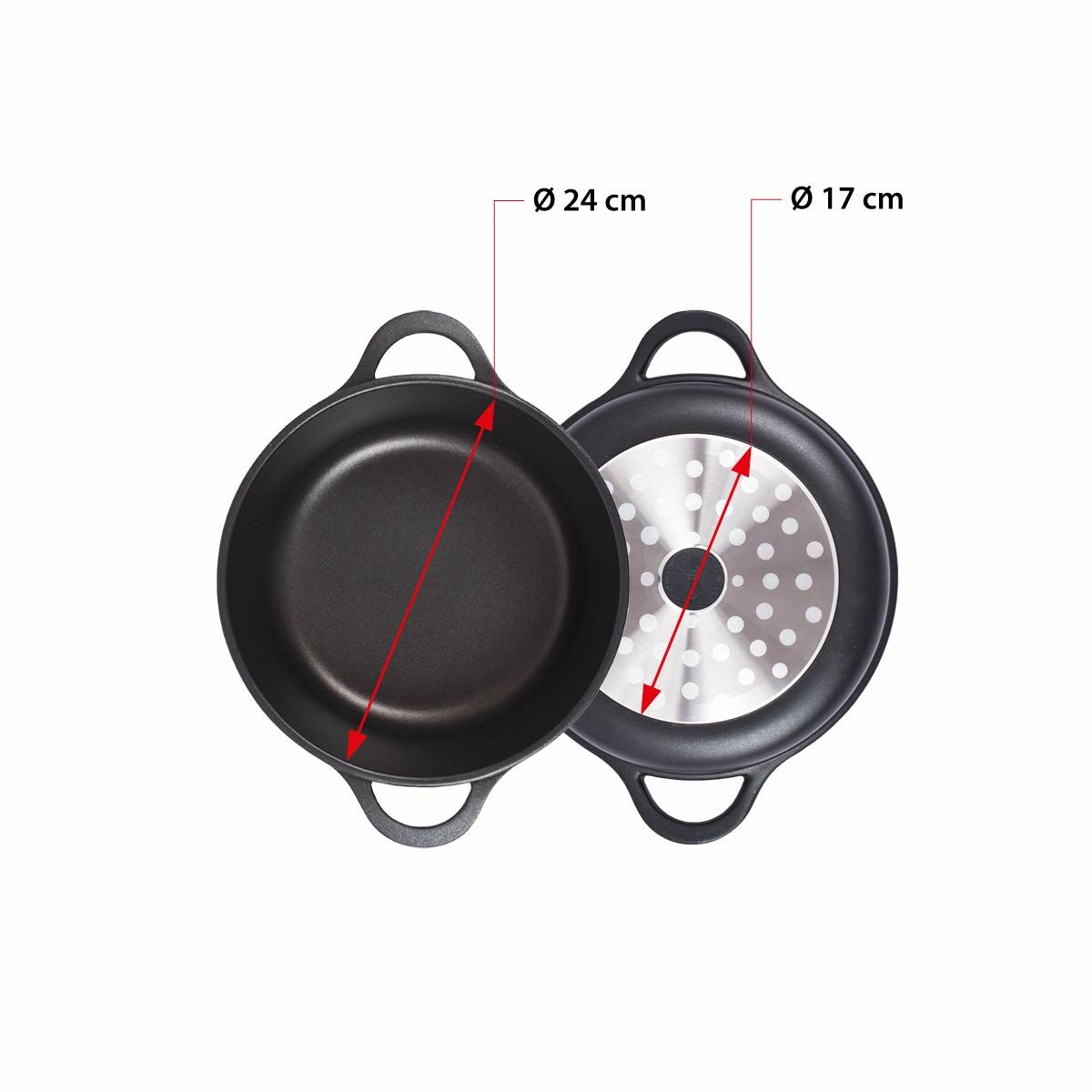 Casseruola Con Coperchio Valira Black Ind 24cm Nero Ø 24 cm - Image 4