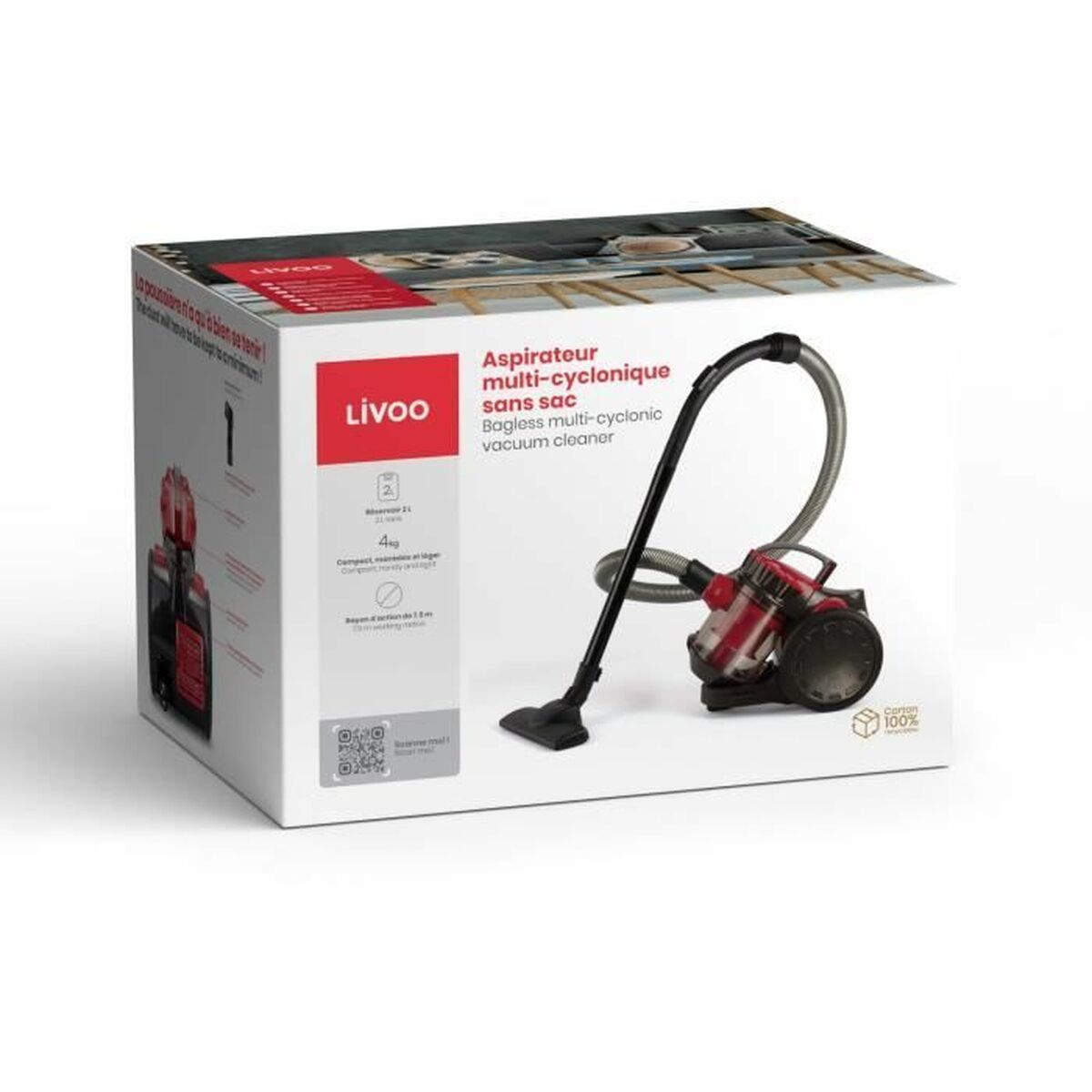 Aspirapolvere Livoo Doh105r Nero Rosso 700 W - Image 5