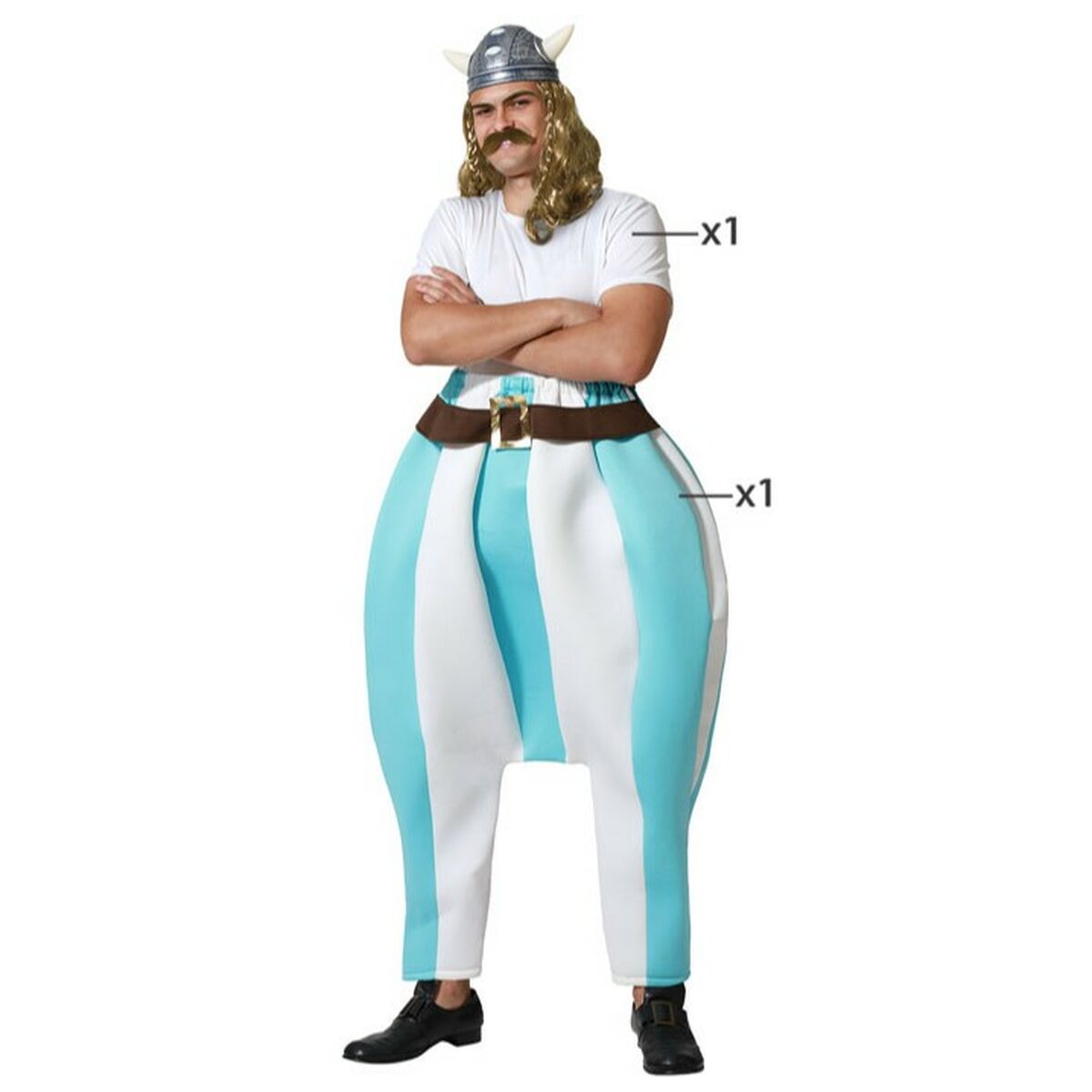 Costume Per Adulti Vichingo Azzurro Taglia:m/l