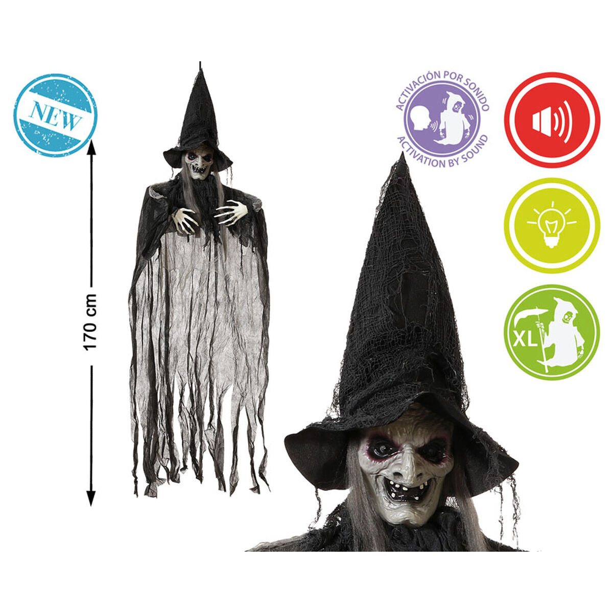 Decorazione Per Halloween 170 Cm Strega