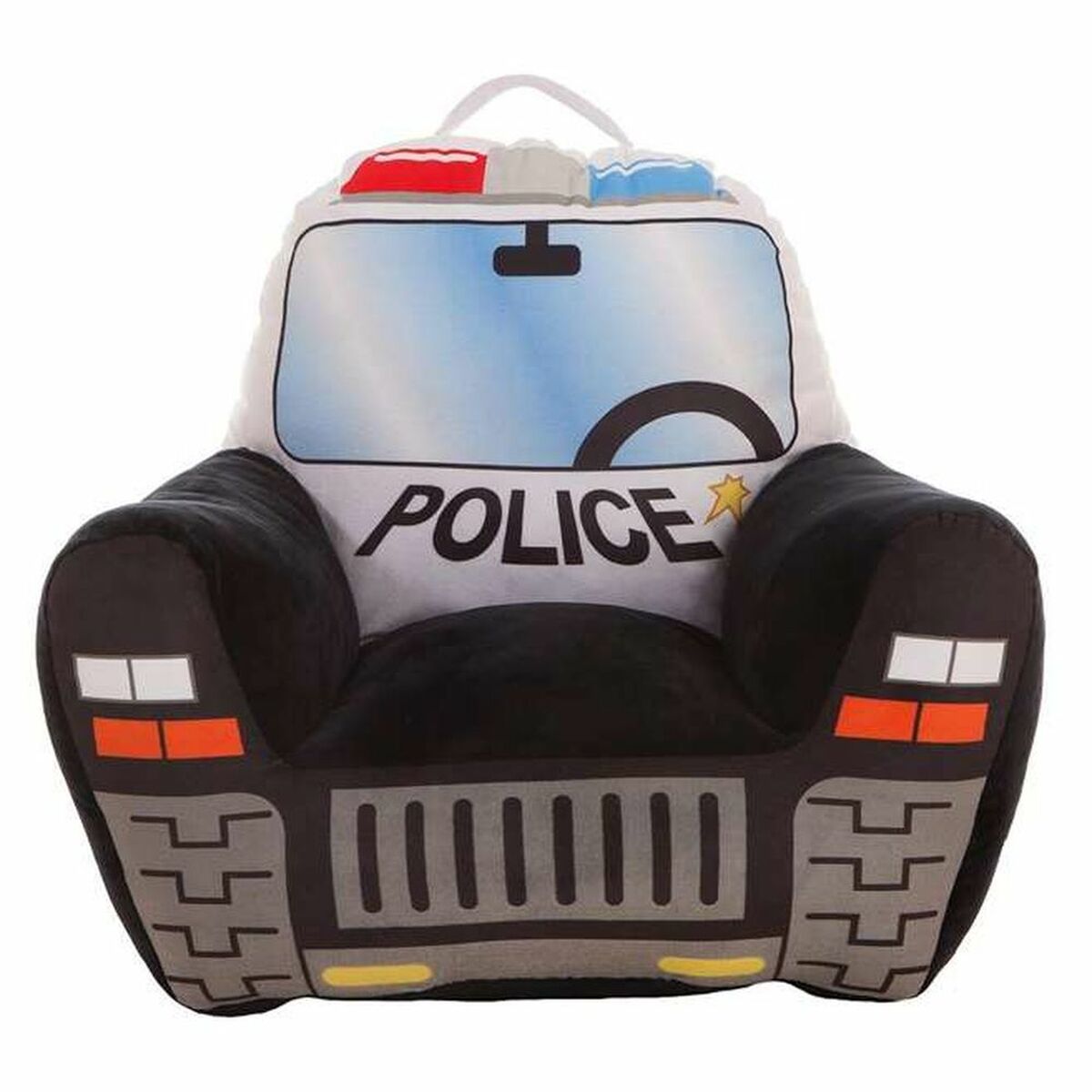 Poltrona Per Bambini Macchina Polizia 52 X 48 X 51 Cm Nero Acrilico (52 X 48 X 51 Cm)