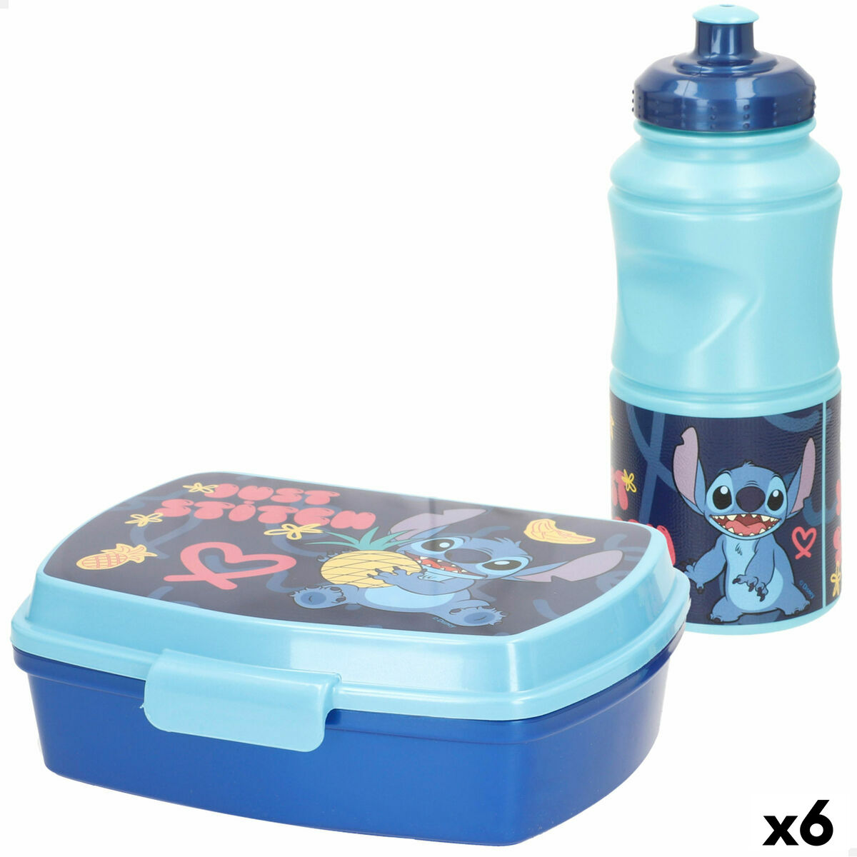 Porta Pranzo Stitch 380 Ml 17 X 5,5 X 13,5 Cm Borraccia (6 Unità)
