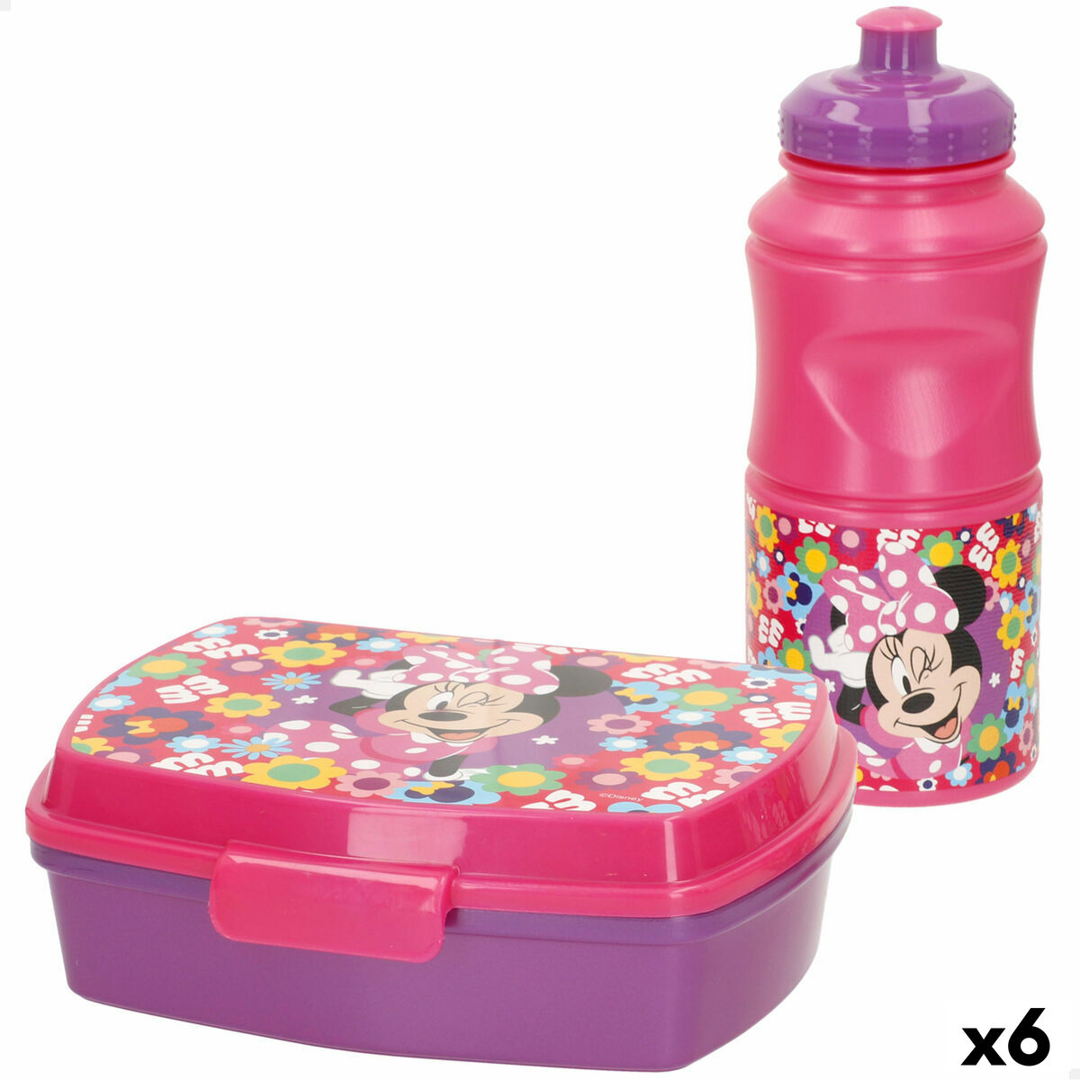 Porta Pranzo Minnie Mouse 380 Ml 17 X 5,5 X 13,5 Cm Borraccia (6 Unità)