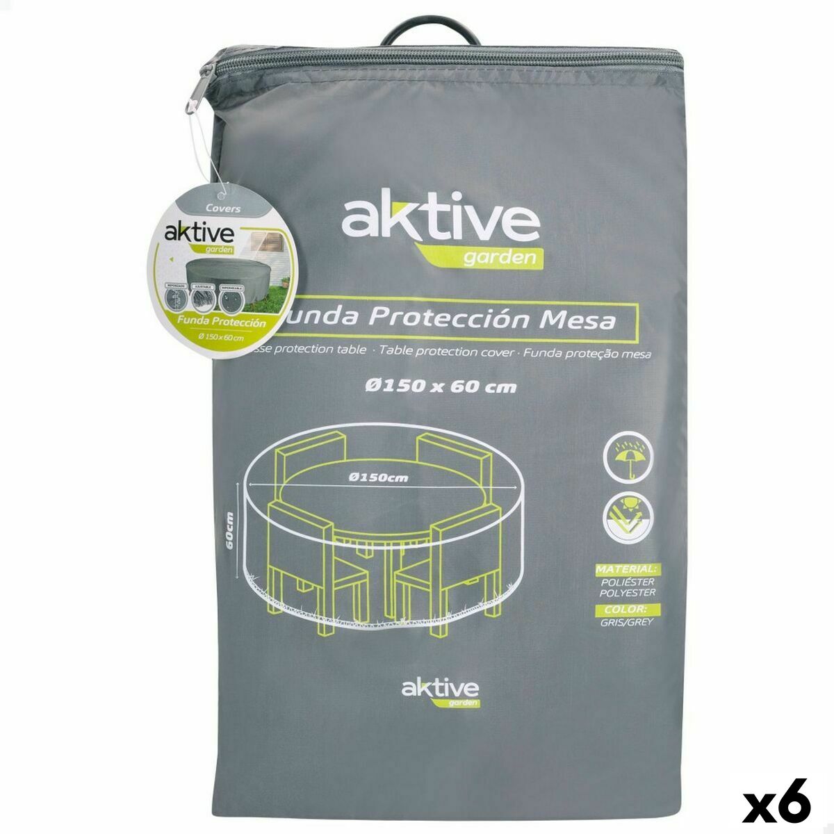 Custodia Protettrice Aktive Ø 150 Cm Tavoli 150 X 60 X 150 Cm (6 Unità)