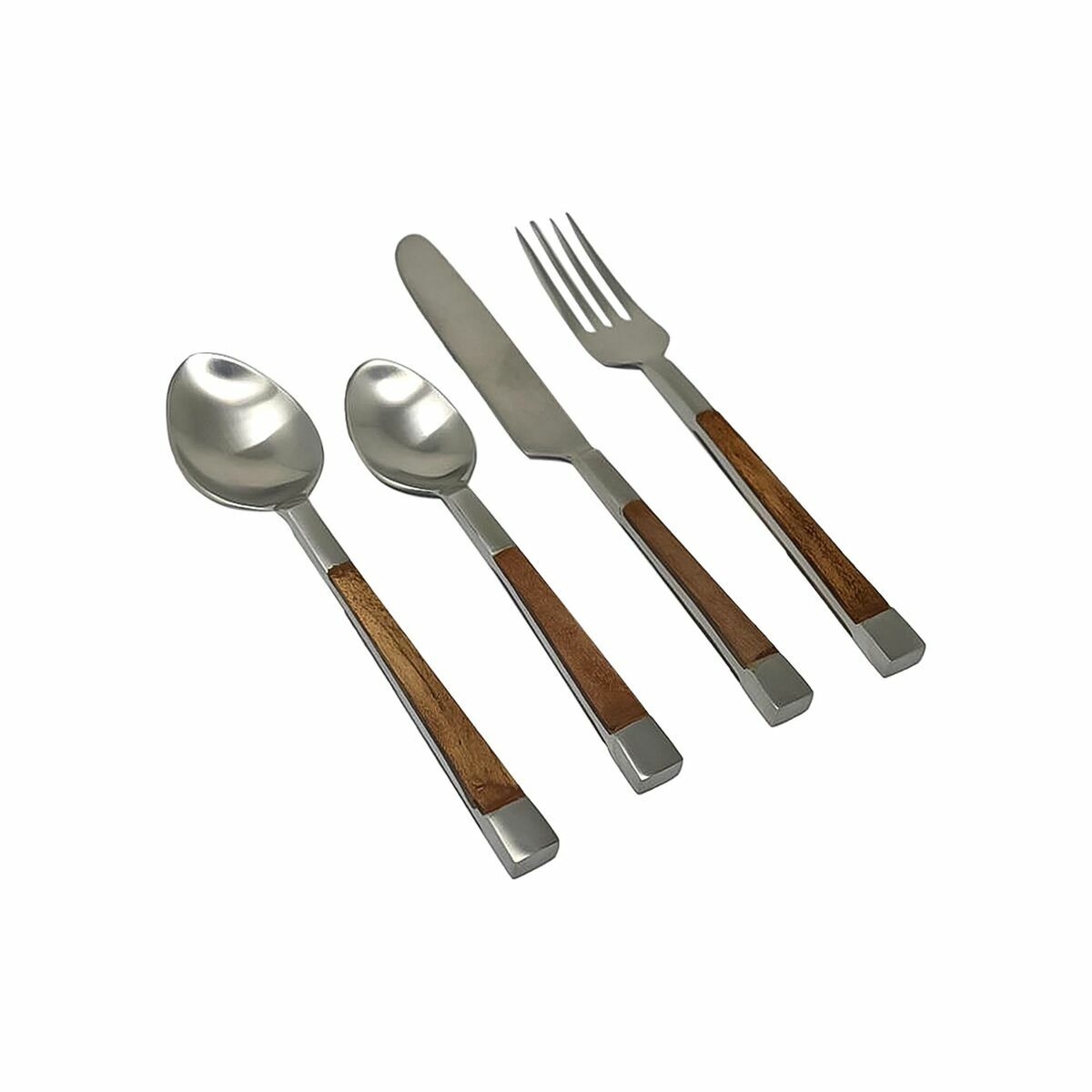 Posate Dkd Home Decor Naturale Argentato Acciaio Inossidabile Acacia (4,5 X 2 X 20 Cm)