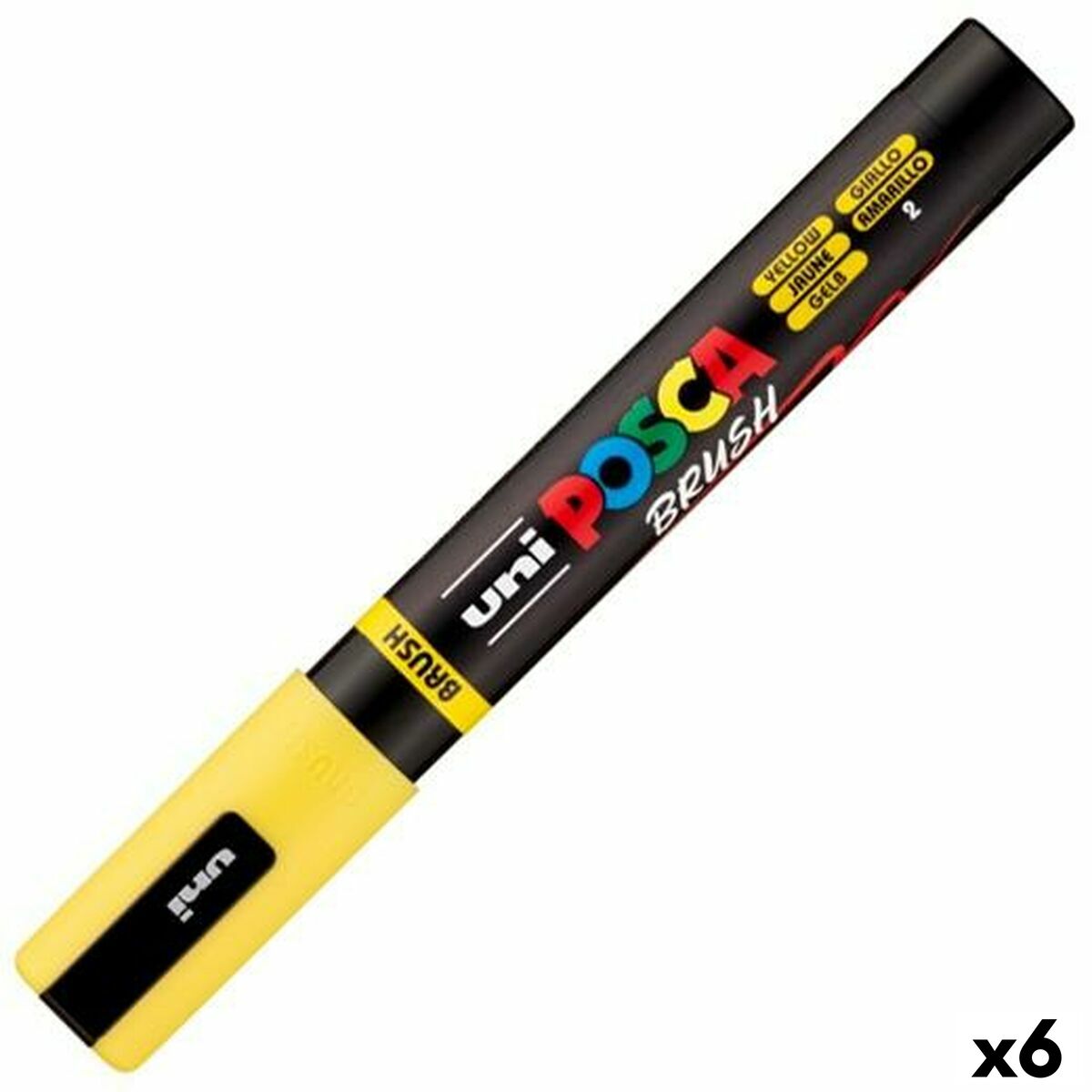 Pennarello Brush Posca PC-5br Giallo (6 Unità)