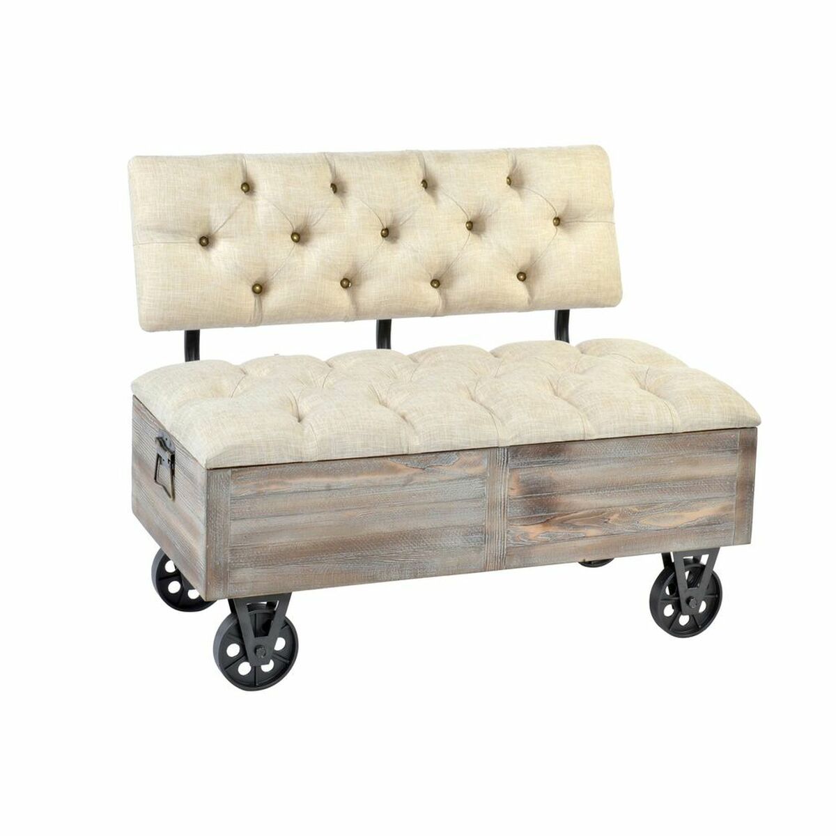Panca Dkd Home Decor   Abete Nero Beige Marrone Poliestere (100 X 51 X 77 Cm)