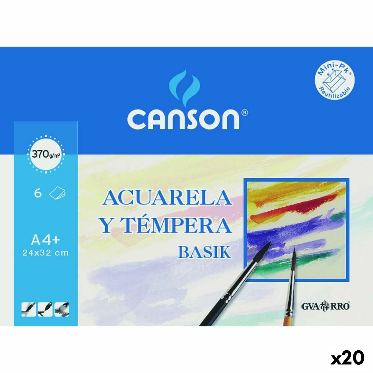 Carta Per Acquerello Canson Basik 6 Fogli (20 Unità)