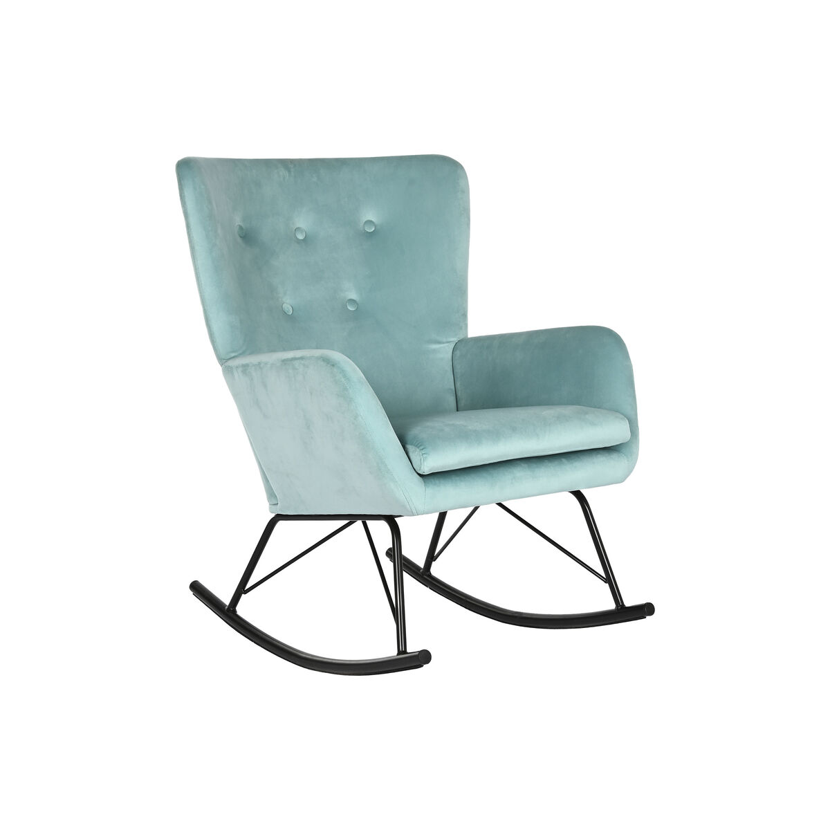 Sedia A Dondolo Home Esprit Nero Blu Cielo Poliestere Metallo 68 X 90 X 92 cm