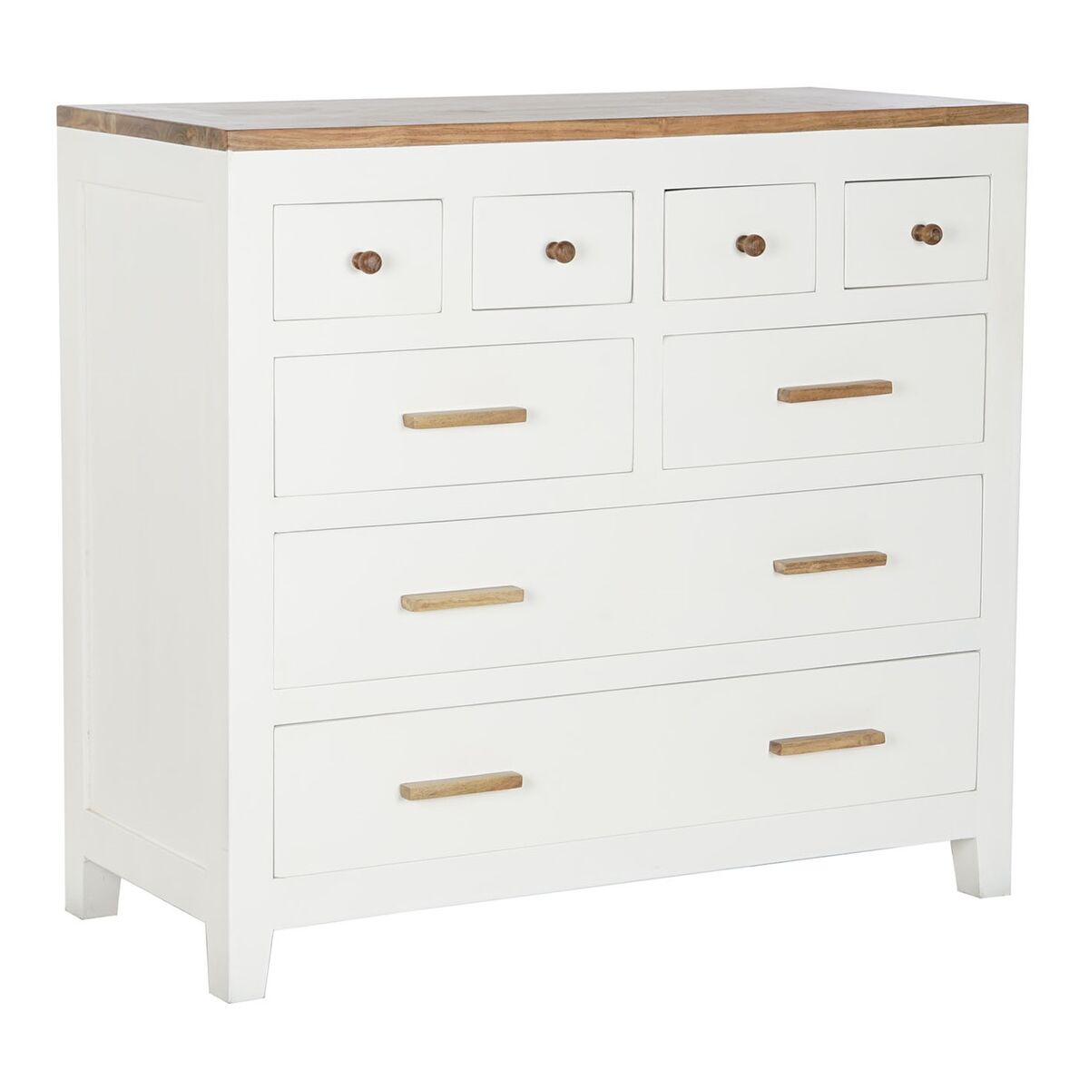 Cassettiera Dkd Home Decor Bianco Marrone Acacia Legno Di Mango Città 110 X 45 X 100 cm