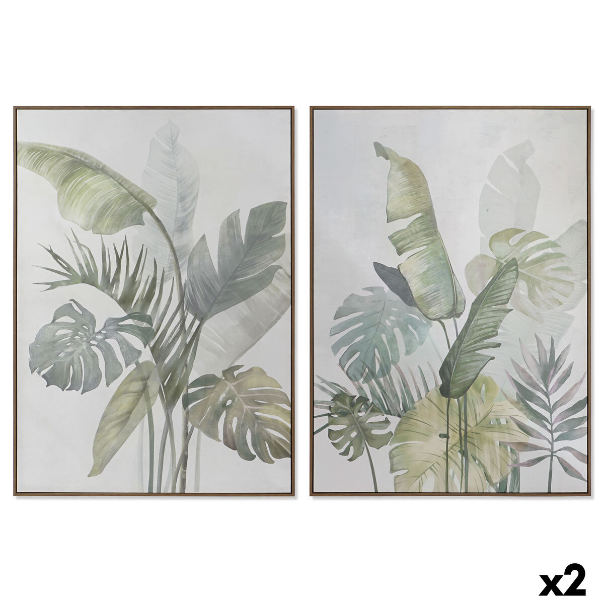 Tela Dkd Home Decor Bianco Verde Palme Tropicale 100 X 4 X 140 Cm (2 Unità)