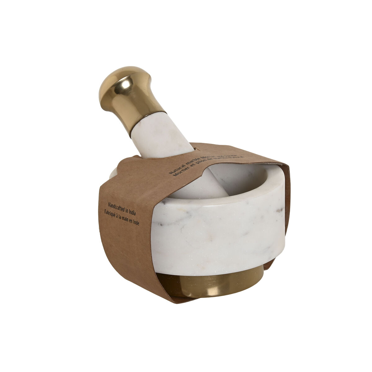 Mortaio Da Cucina Home Esprit Ottone Marmo 12,5 X 12,5 X 7,5 cm - Image 3