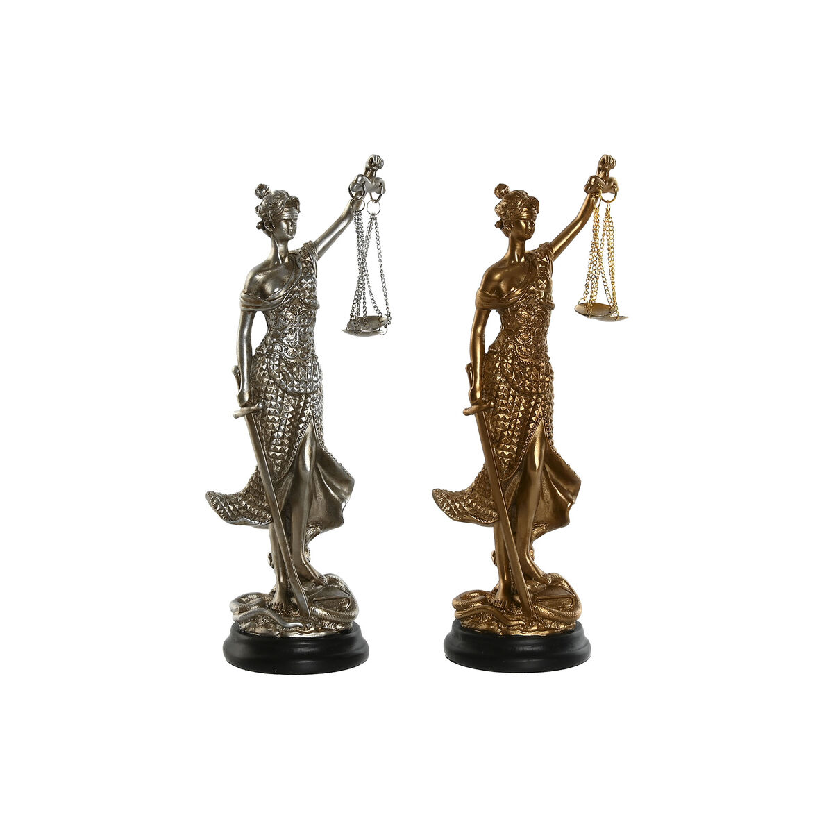 Statua Decorativa Home Esprit Dorato Argentato Resina 8,5 X 7,5 X 25 Cm (2 Unità)