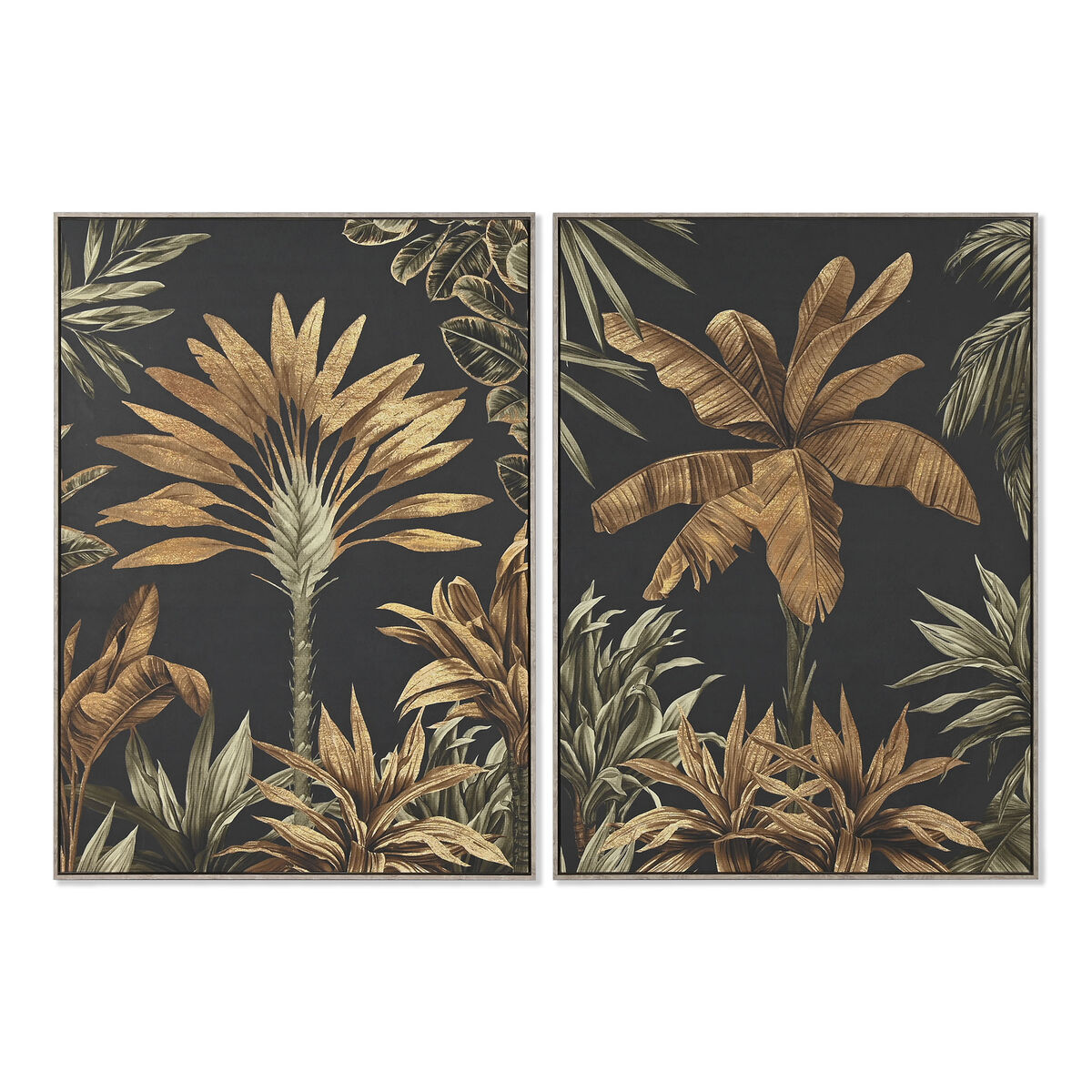 Tela Home Esprit Nero Verde Dorato Palme Tropicale 103 X 4,5 X 143 Cm (2 Unità)