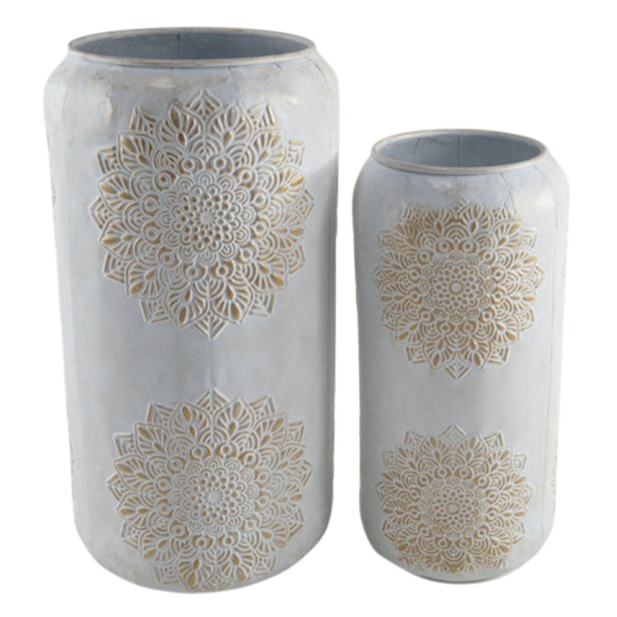 Vaso Home Esprit Bianco Dorato Metallo Arabo 31 X 31 X 60 Cm (2 Pezzi)