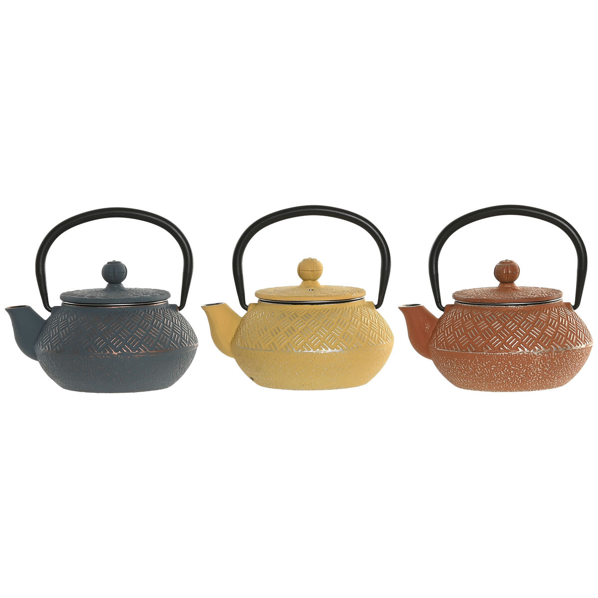 Teiera Home Esprit Giallo Azzurro Arancio Acciaio Inossidabile Ferro 300 Ml (3 Unità)