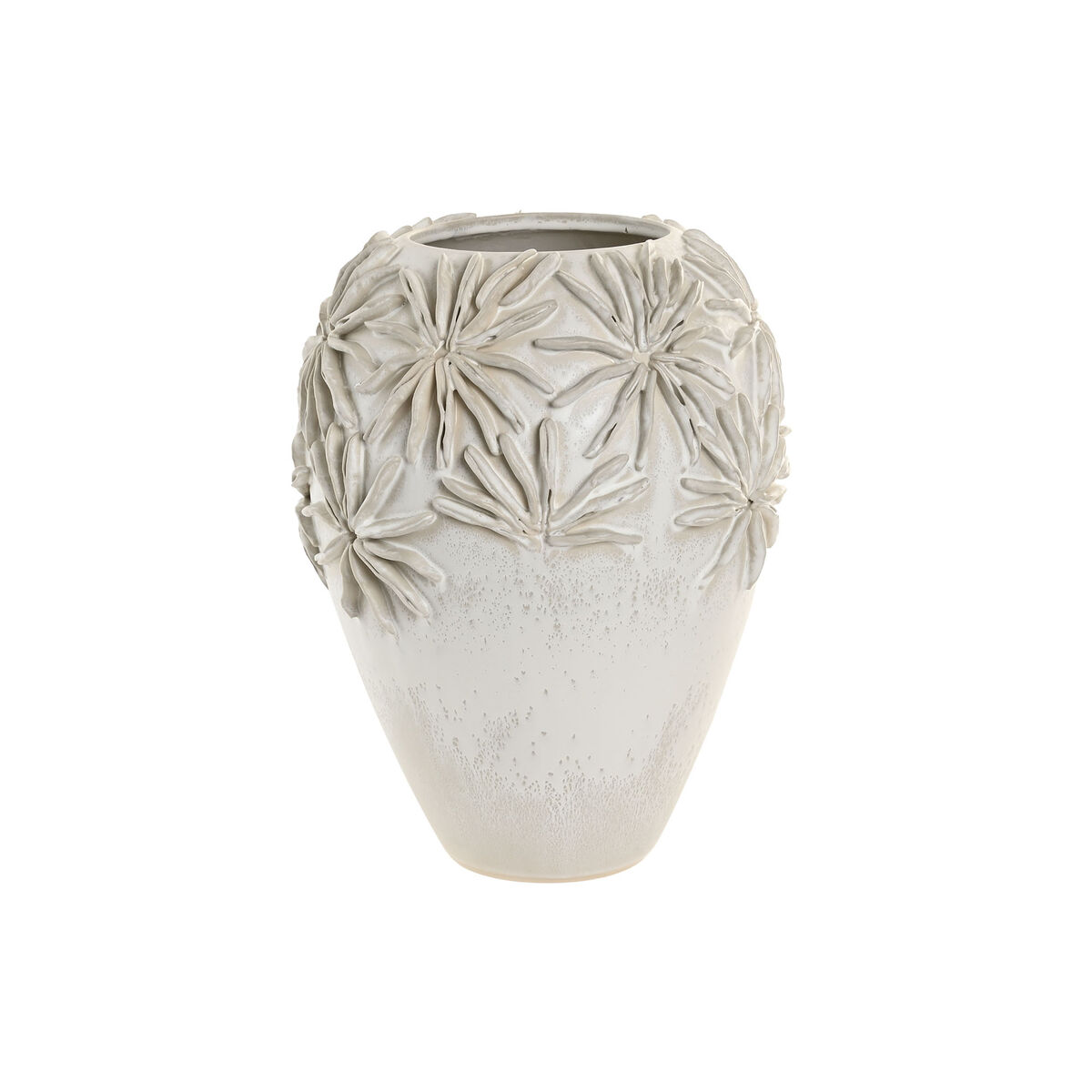 Vaso Home Esprit Bianco Ceramica Stile Artigianale Foglia Della Pianta 27 X 27 X 35 cm