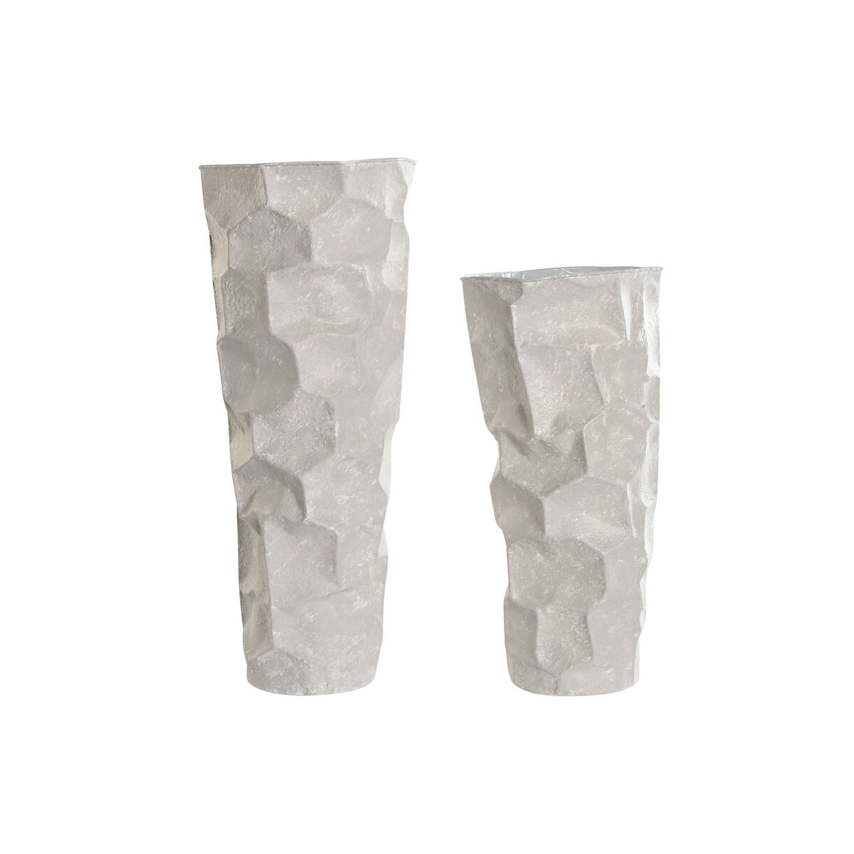 Set Di 2 Vasi Home Esprit Beige Metallo Moderno 20 X 20 X 48 Cm 19 X 19 X 48 Cm (2 Pezzi)
