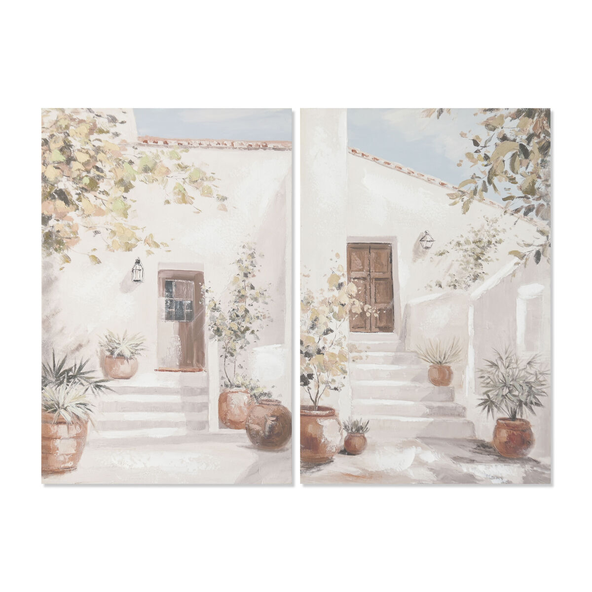 Tela Home Esprit Bianco Verde Città Cottage 60 X 3,5 X 90 Cm (2 Unità)