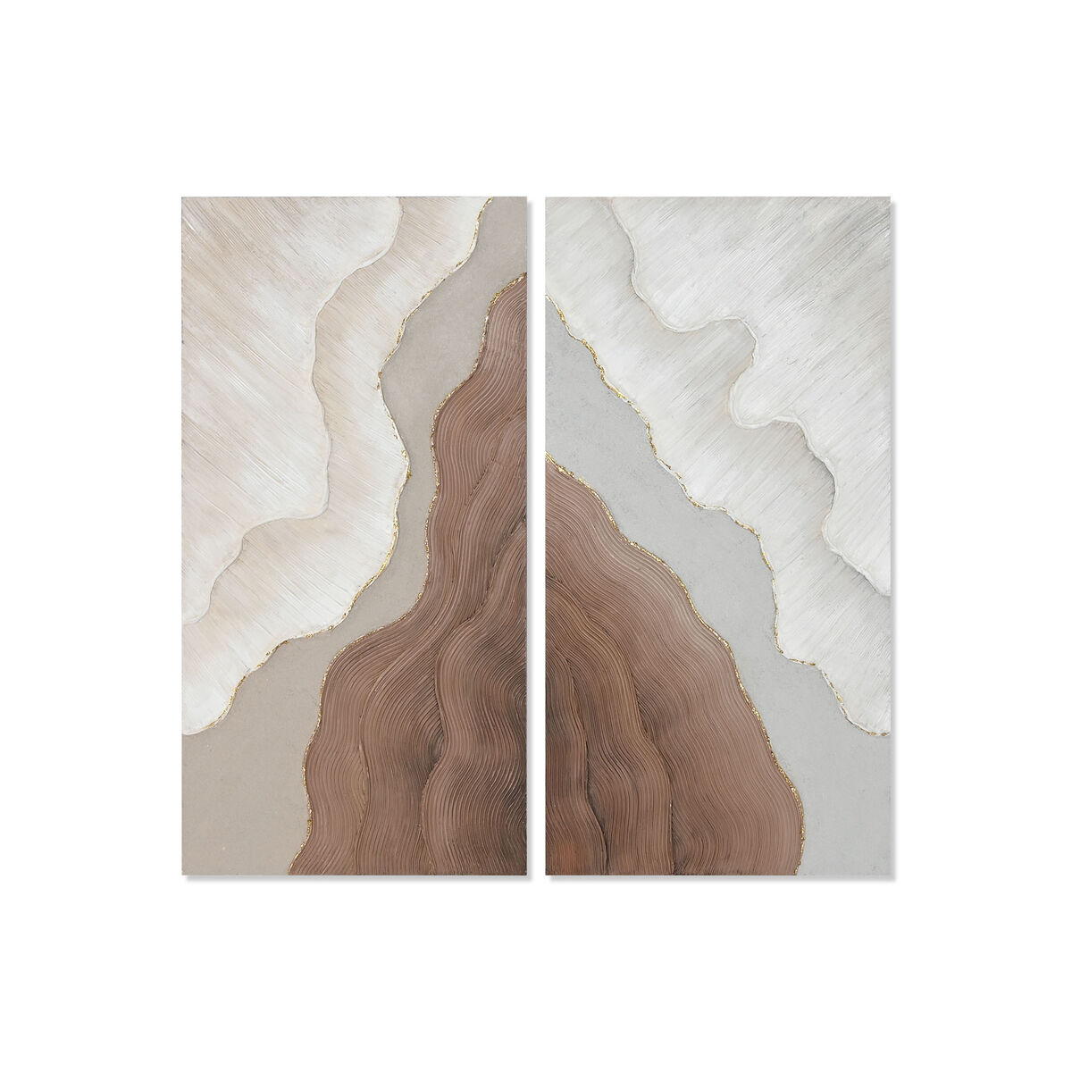 Tela Home Esprit Bianco Marrone Astratto Scandinavo 50 X 3 X 100 Cm (2 Unità)