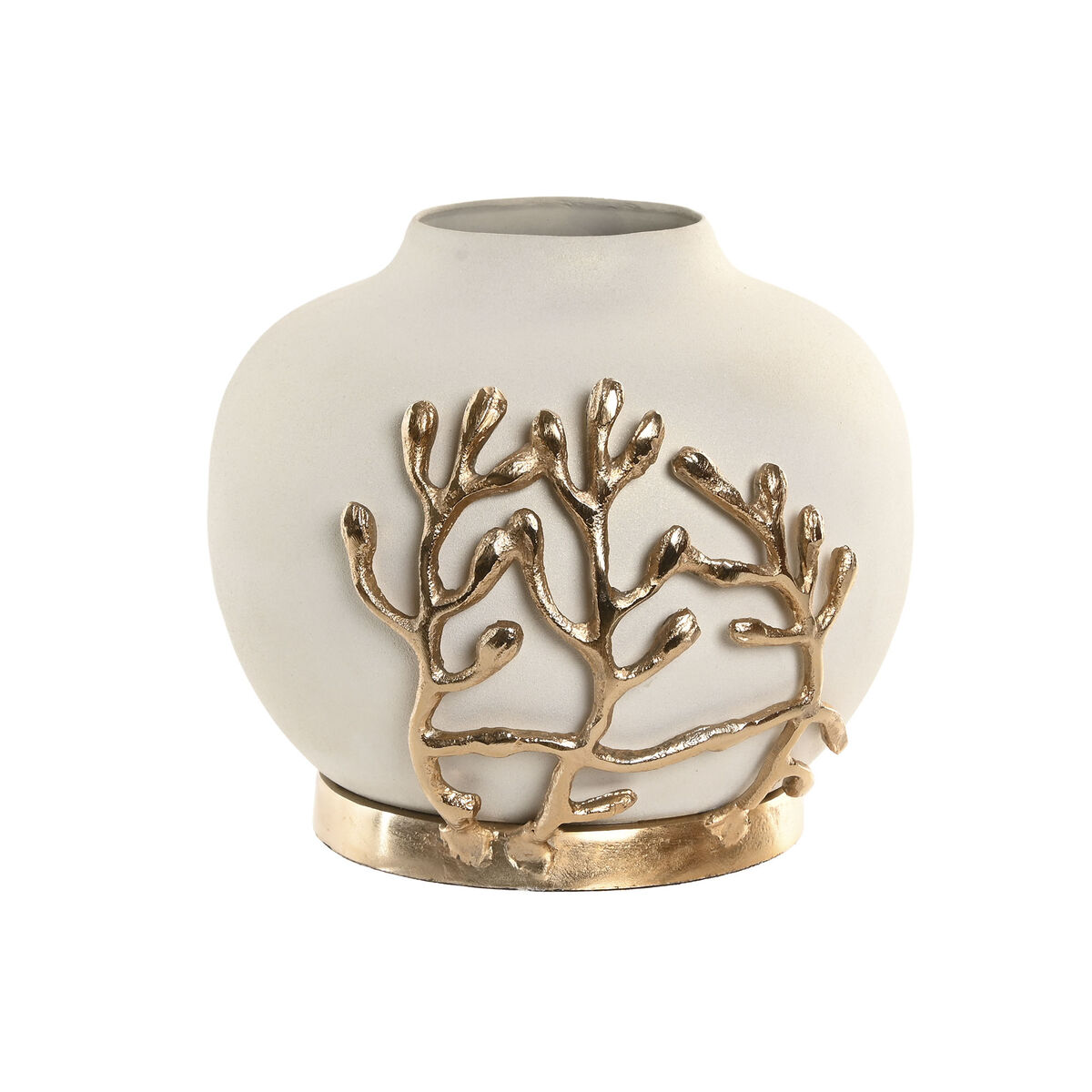 Vaso Home Esprit Bianco Dorato Alluminio Moderno 19 X 19 X 18 cm