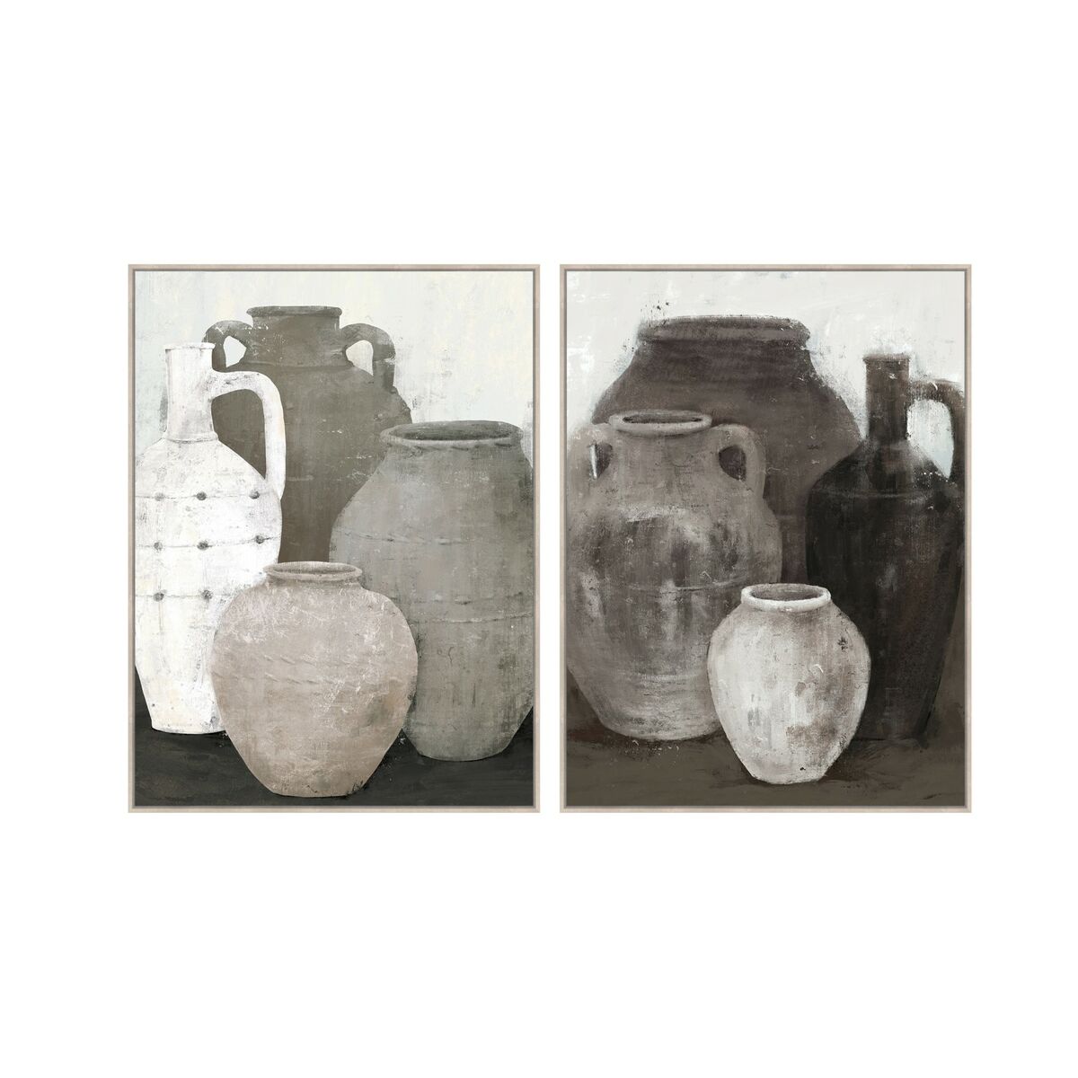 Tela Home Esprit Nero Grigio Orientale Vaso 90 X 4 X 120 Cm (2 Unità)