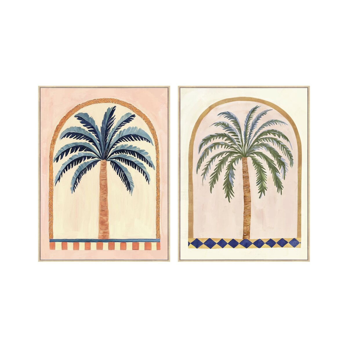 Tela Home Esprit Verde Beige Palme Coloniale 75 X 4 X 100 Cm (2 Unità)
