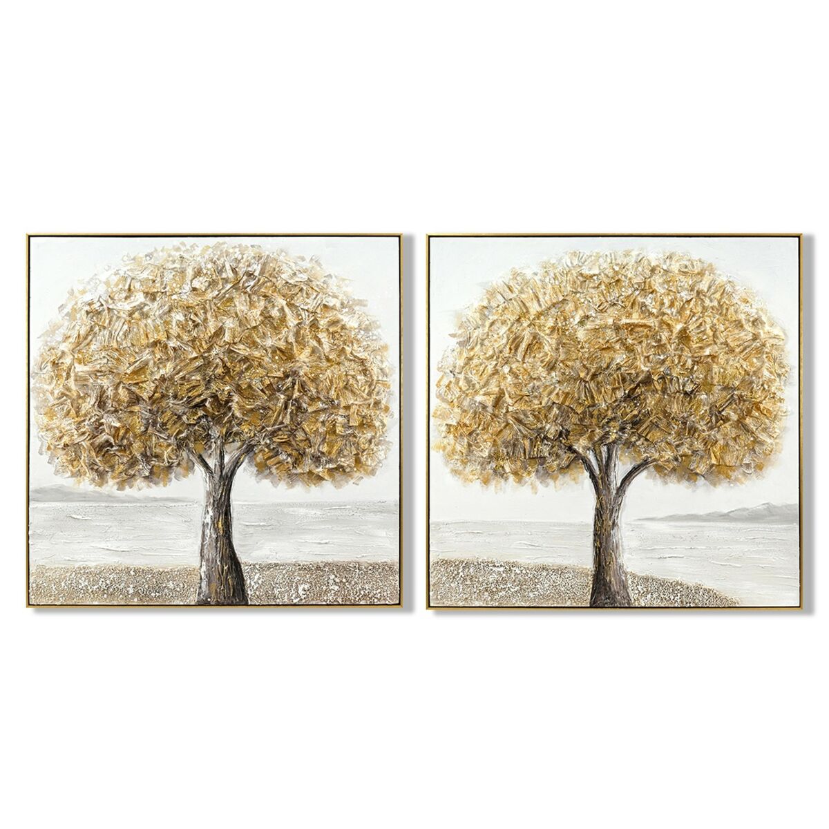 Tela Home Esprit Grigio Dorato Albero Tradizionale 102 X 4,5 X 102 Cm (2 Unità)