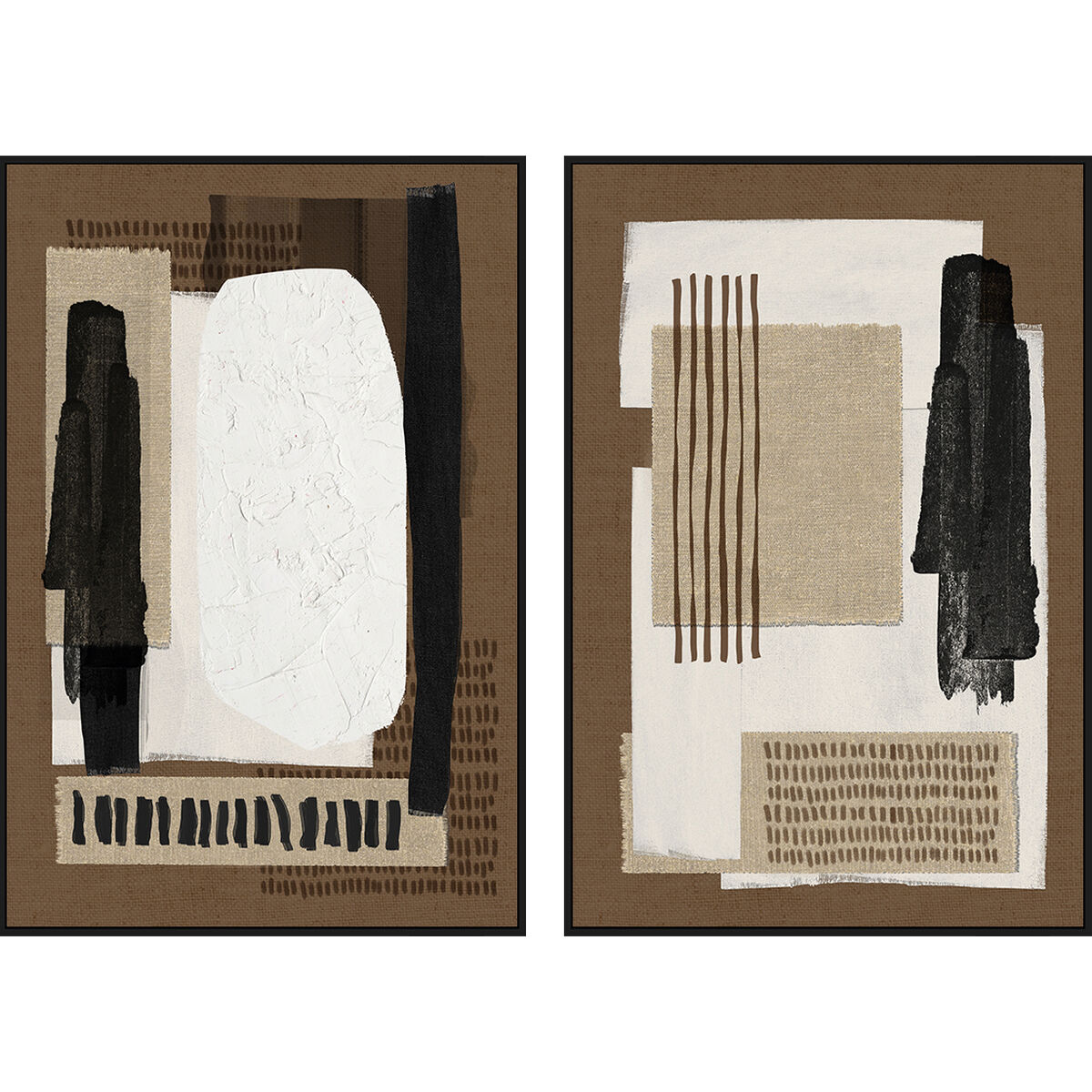 Tela Home Esprit Marrone Nero Astratto Città 63 X 4 X 93 Cm (2 Unità)