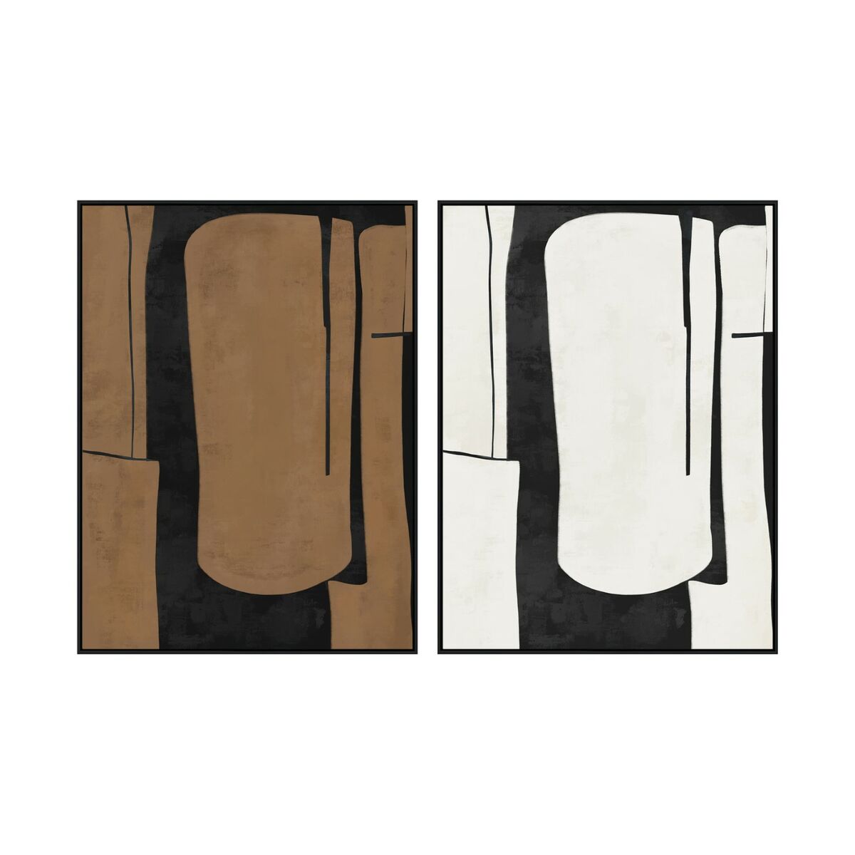 Tela Home Esprit Marrone Nero Astratto Città 90 X 4 X 120 Cm (2 Unità)