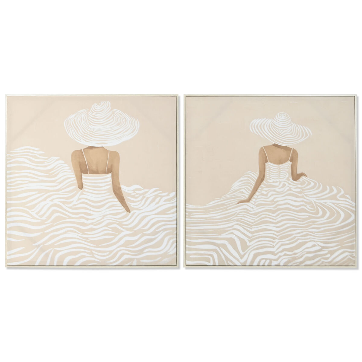 Tela Home Esprit Bianco Beige Vestito Scandinavo 82,5 X 3,5 X 82,5 Cm (2 Unità)