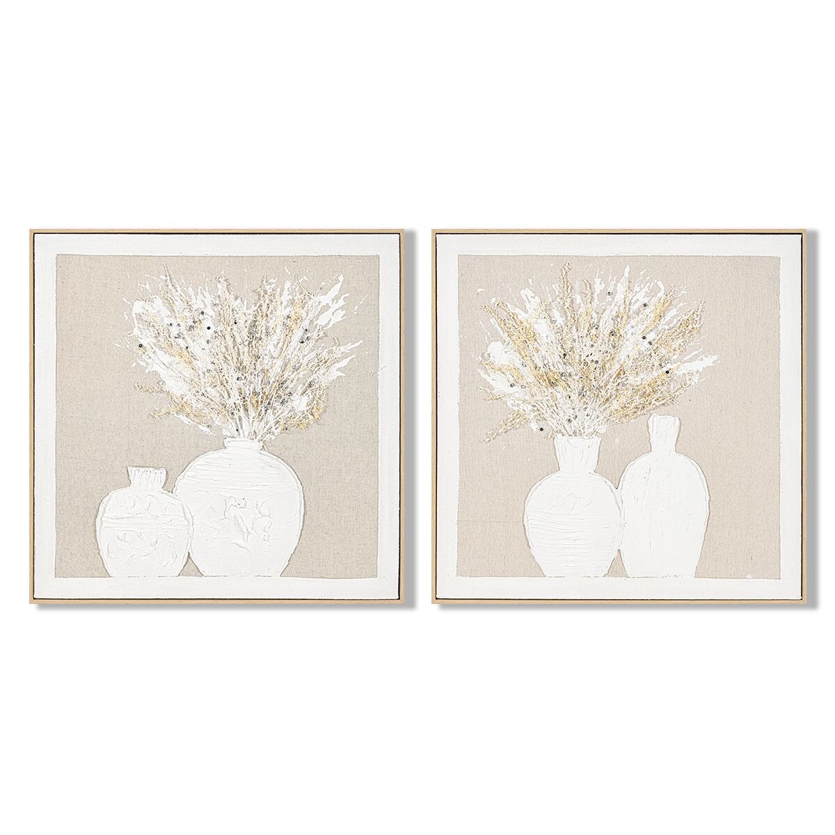 Tela Home Esprit Bianco Beige Vaso Cottage 62 X 4,5 X 62 Cm (2 Unità)