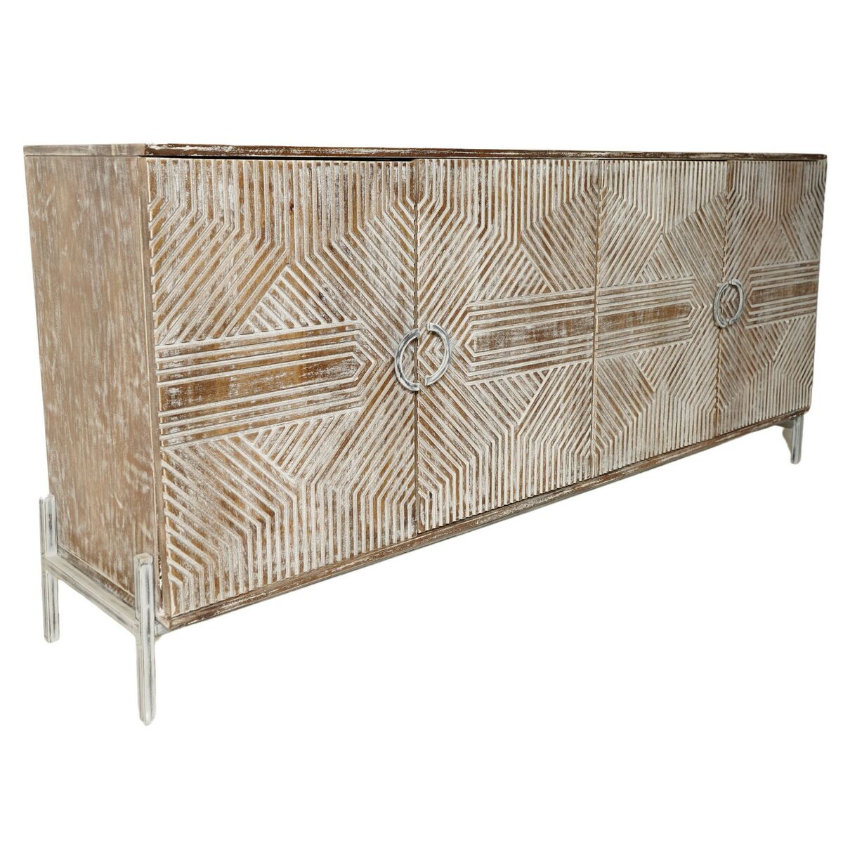 Credenza Home Esprit Bianco Legno Di Mango 180 X 40 X 80 cm