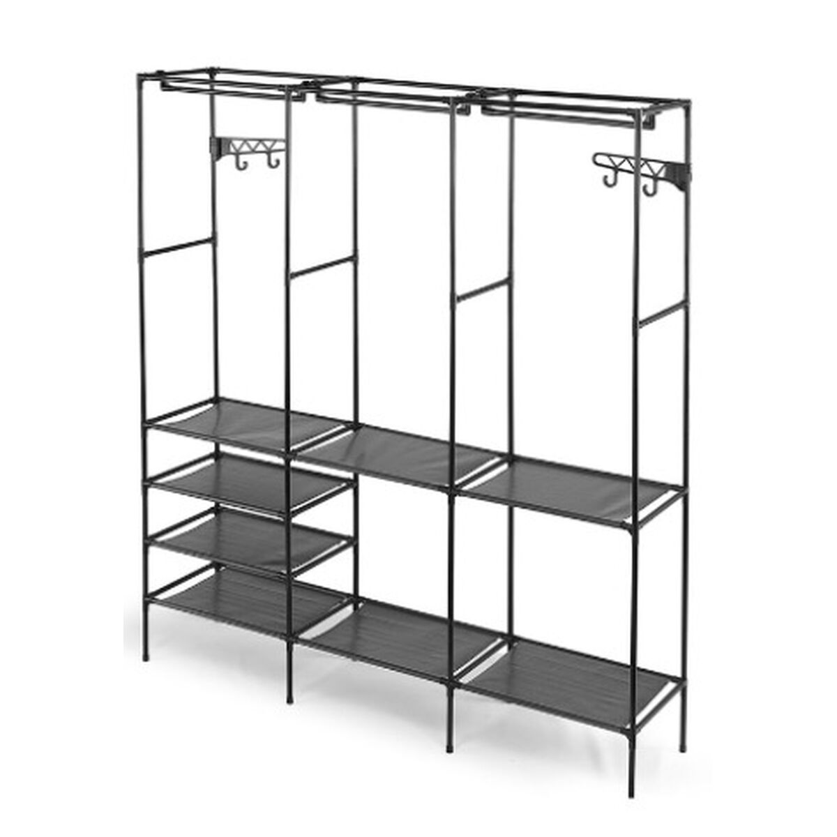 Armadio Guardaroba Kipit Nero Metallo Stoffa Polipropilene 160 X 36 X 170 cm