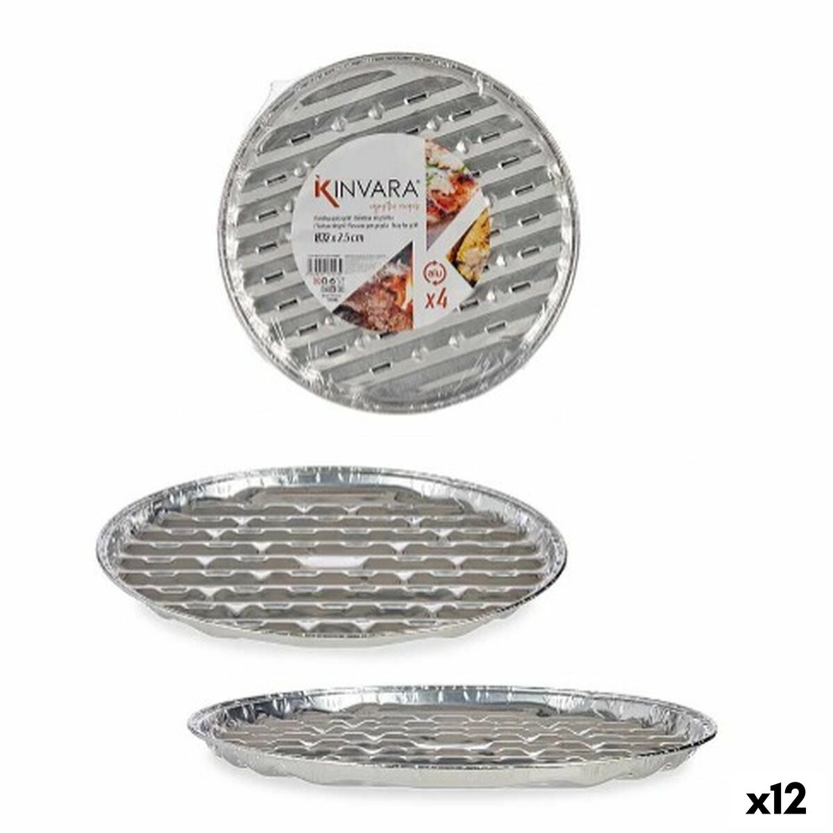Stampo Per Pizza Kinvara Argentato Alluminio 32,5 X 32,5 X 1,7 Cm Pizza 4 Pezzi (12 Unità)