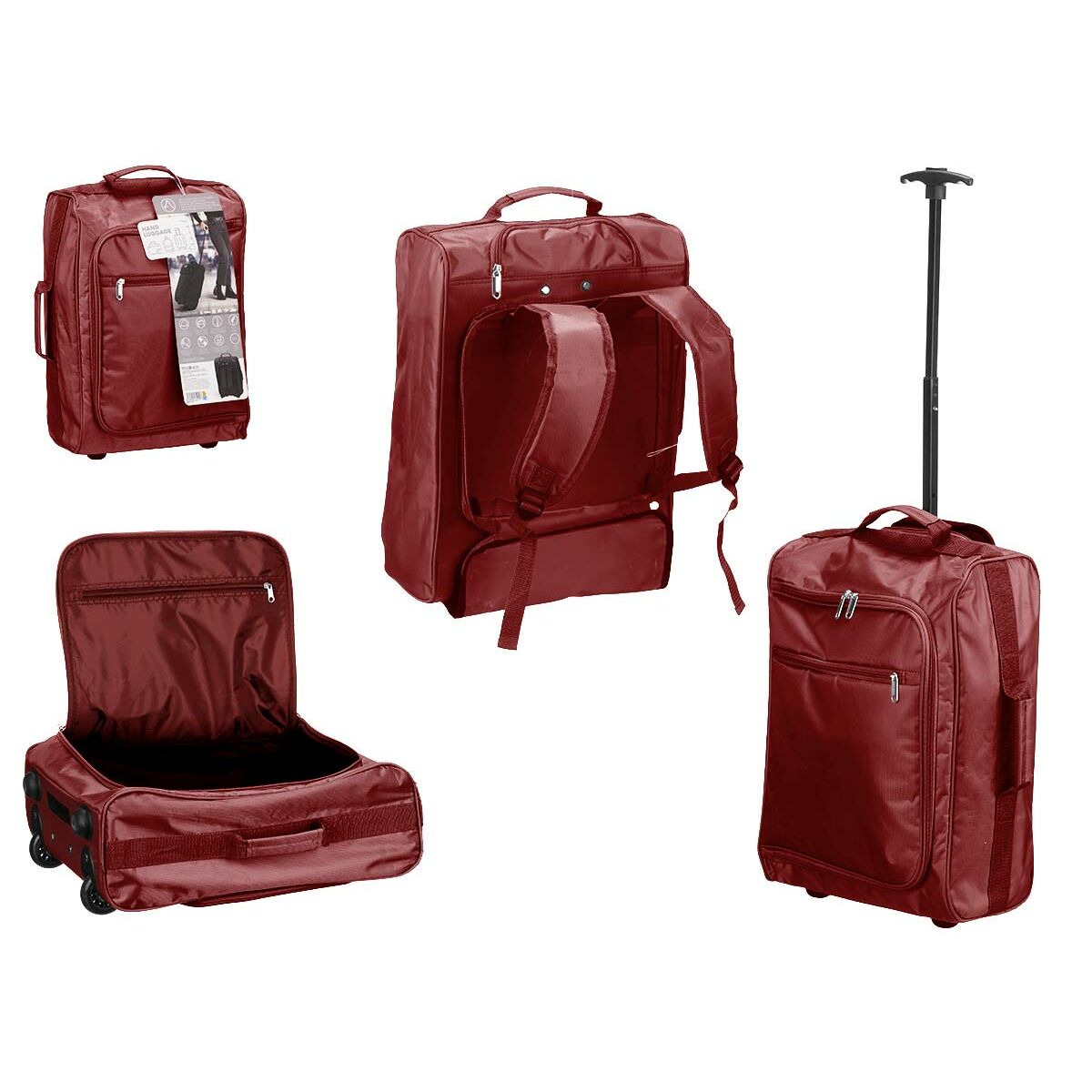 Zaino Trolley Nero Rosso Granato Poliestere Metallo Plastica 31,5 L 35 X 18 X 51 Cm (6 Unità) - Image 3