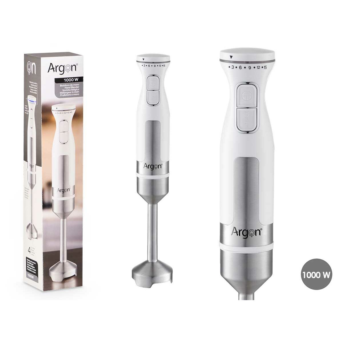 Frullatore Ad Immersione Argon Bianco Acciaio 1000 W