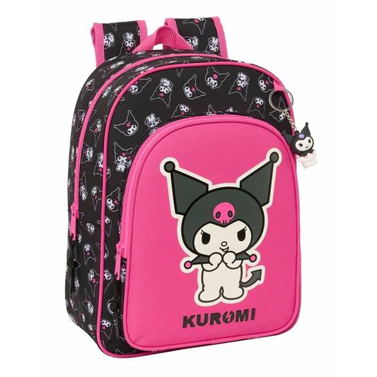 Zaino Scuola Kuromi Nero Fucsia 26 X 34 X 11 cm
