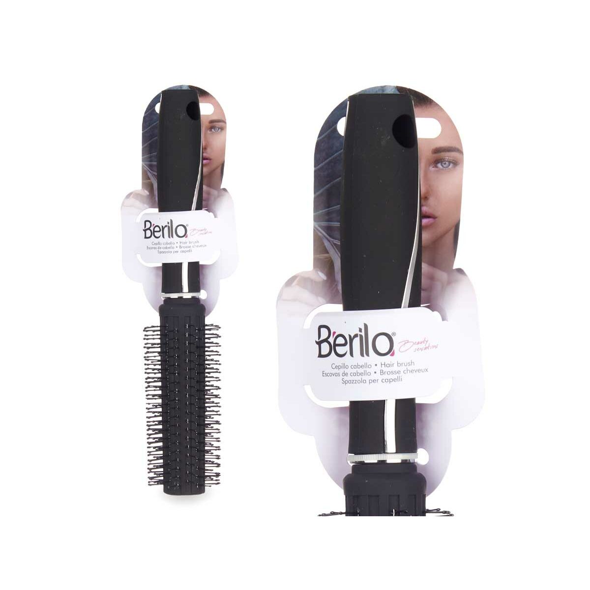 Spazzola Rotonda Berilo Nero Silicone Plastica (12 Unità) - Image 4