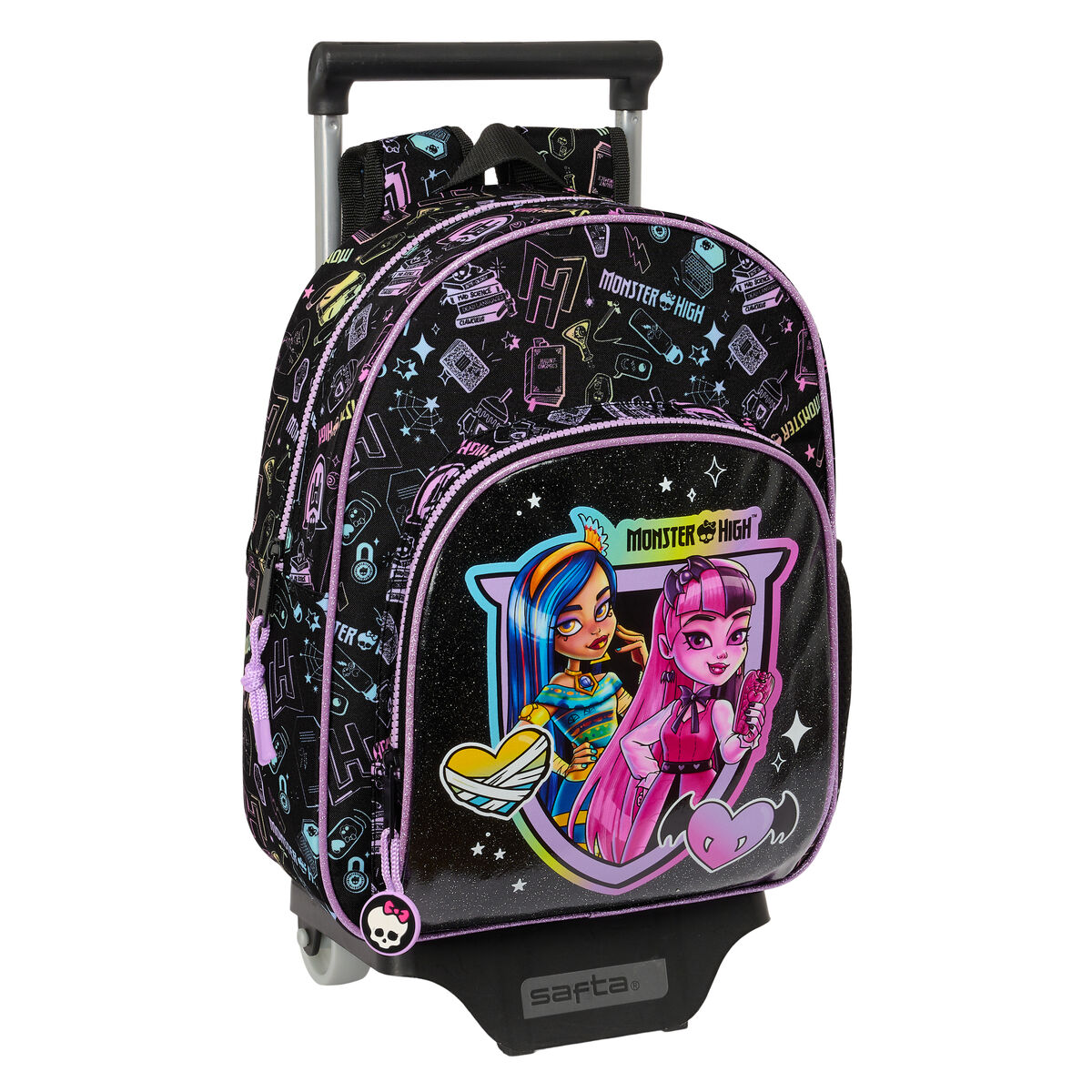 Trolley Per La Scuola Monster High Nero 28 X 34 X 10 cm