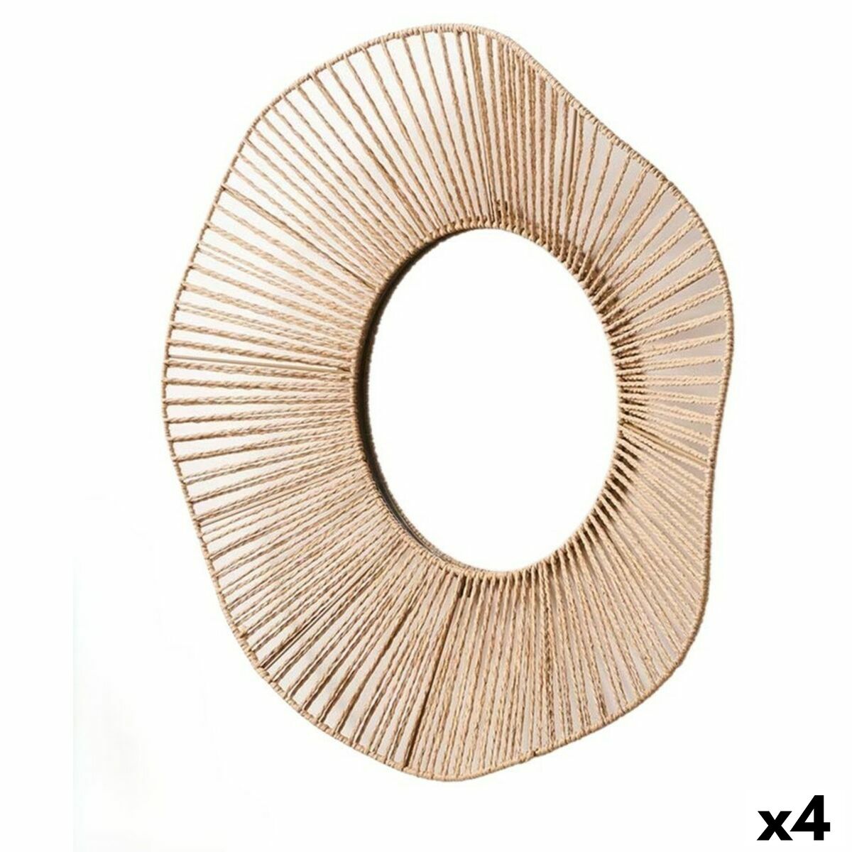 Specchio Da Parete Gift Decor Naturale Onde 59 X 11 X 59 Cm (4 Unità)