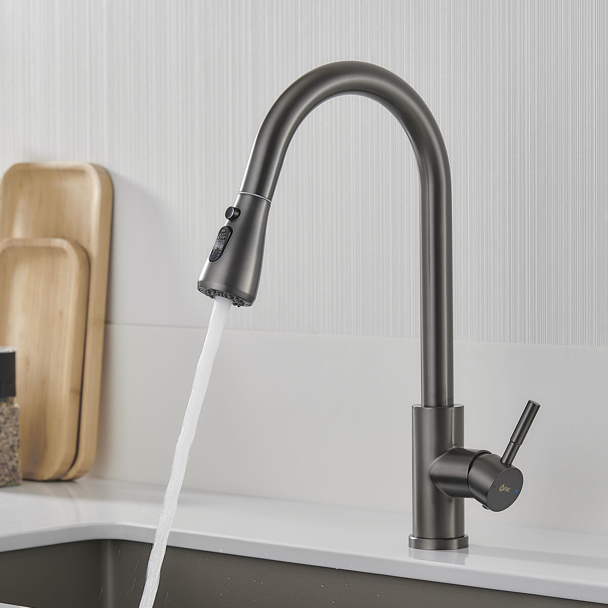 Rubinetto Monocomando Fontastock Grigio Acciaio Inossidabile Ceramica Forma A C - Image 6