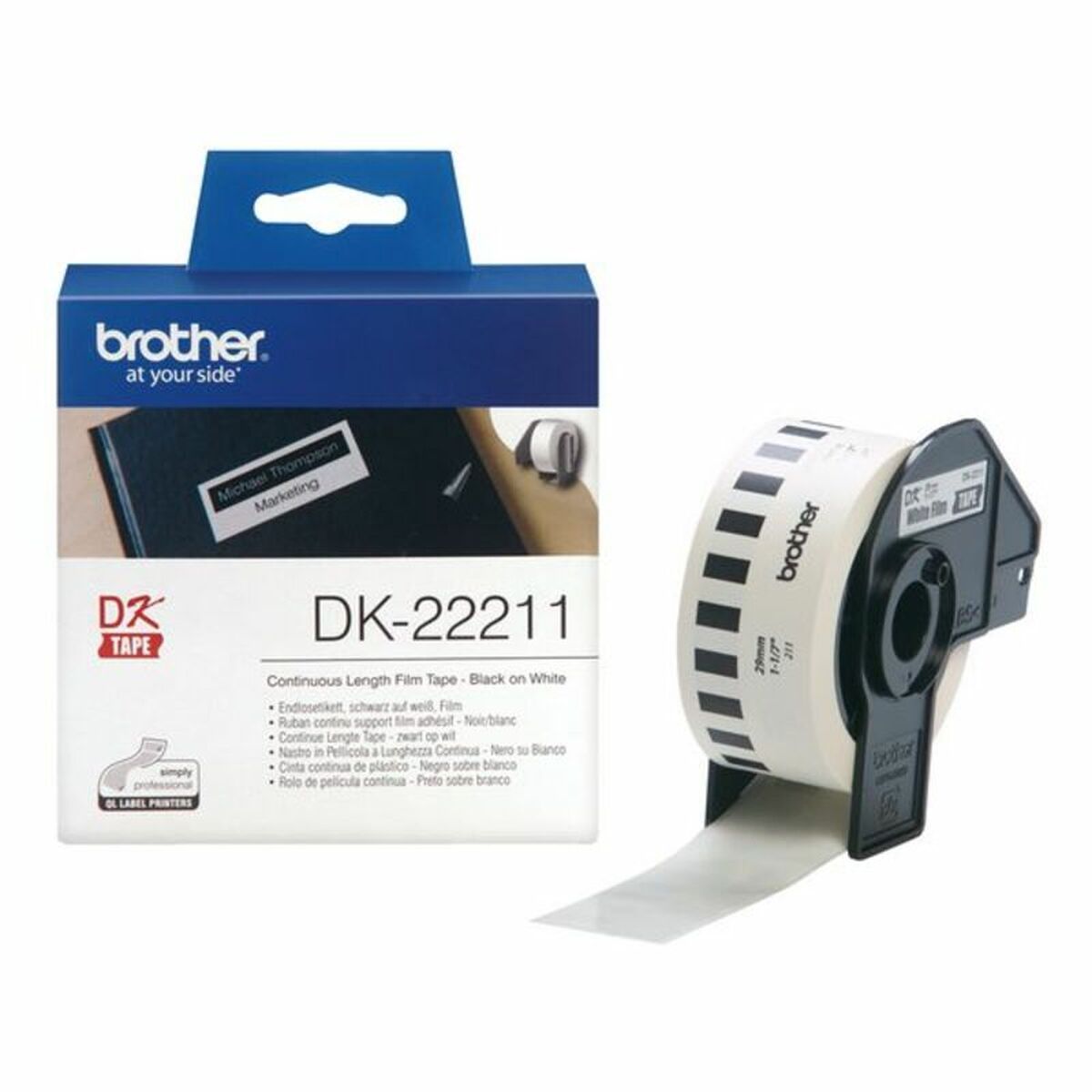 Nastro A Sequenza Continua Brother Dk22211 29 Mm Nero Nero/bianco Bianco